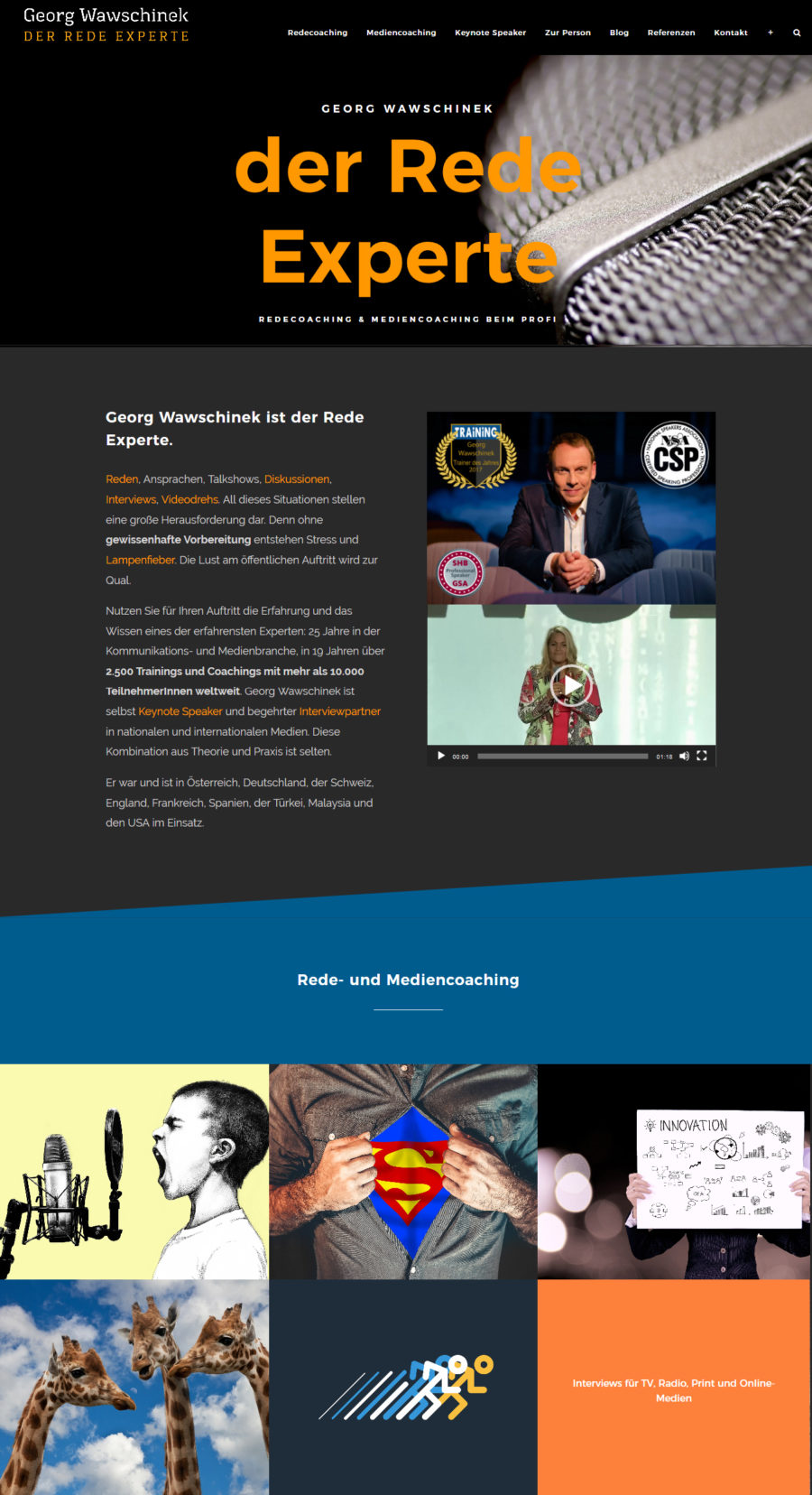 Webdesign auf neuestem Stand: Relaunch der Website des Medien- und Redetrainers Georg Wawschinek